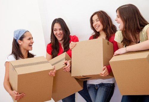 Packed business items ready for transport during a Shepherdsbush relocation