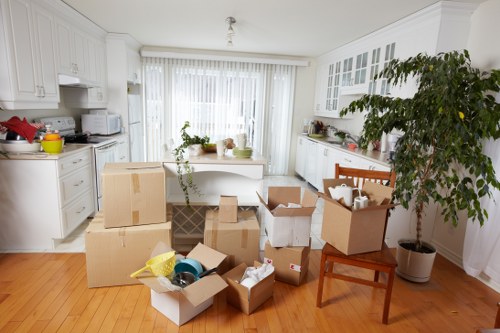 Careful loading of boxes and small furniture during a student relocation