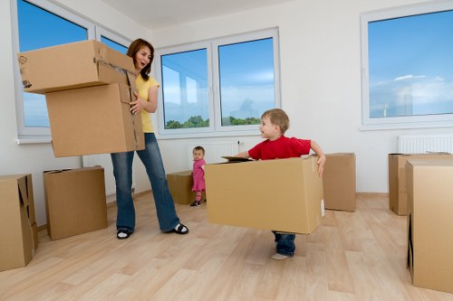 Protected furniture items ready for removals in Shepherdsbush