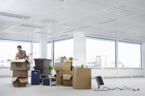 Assorted cardboard boxes and packing materials for local relocation
